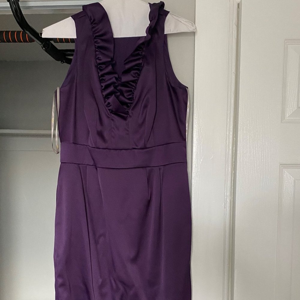 Purple Ruffle Neck Dress